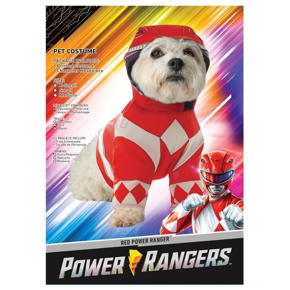 🎉Host Pick🎉California Costumes Power Rangers Red Ranger Costumes for Dogs XS - Picture 4 of 6
